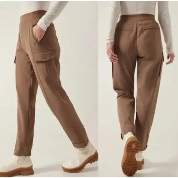 ATHLETA Endless High Rise Cargo Pant Rustic Beige Tan Sz 12 {JJ47} - Picture 2 of 7